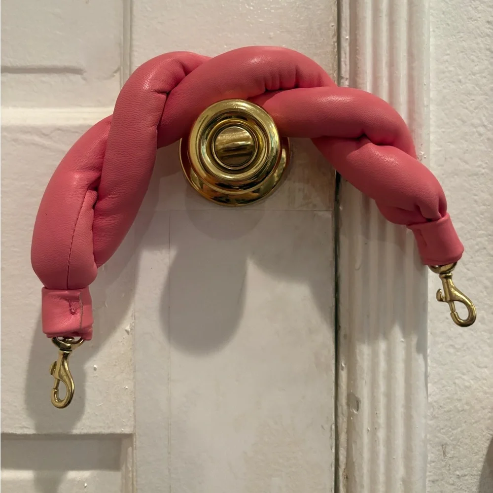 CLARE V Leather Braided Puff Shoulder Strap | Pink | Like New - Picture 5 of 5